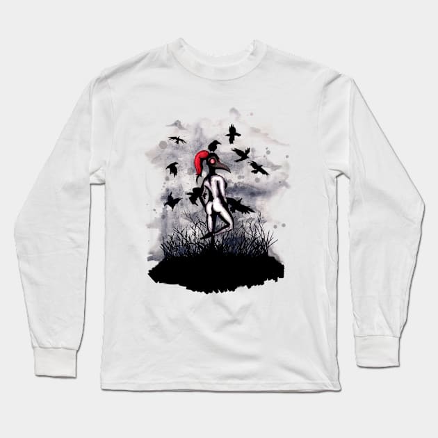 Dancing With Crows Long Sleeve T-Shirt by LVBart